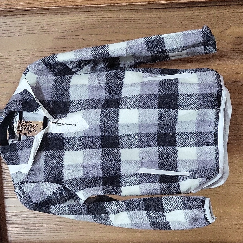 She & Sho Plaid Quarter Zip Jacket